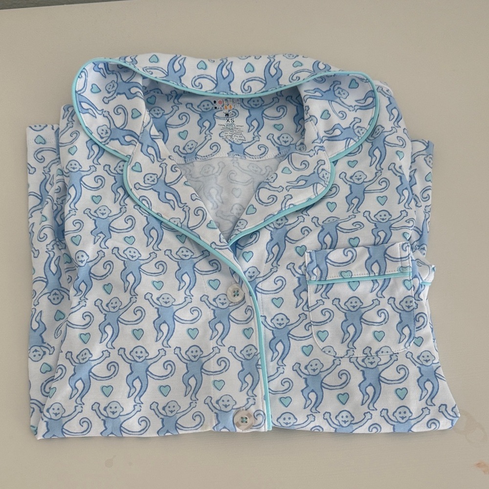 Kids Blue Monkey Nantucket Print Pajama Set - Roller Rabbit